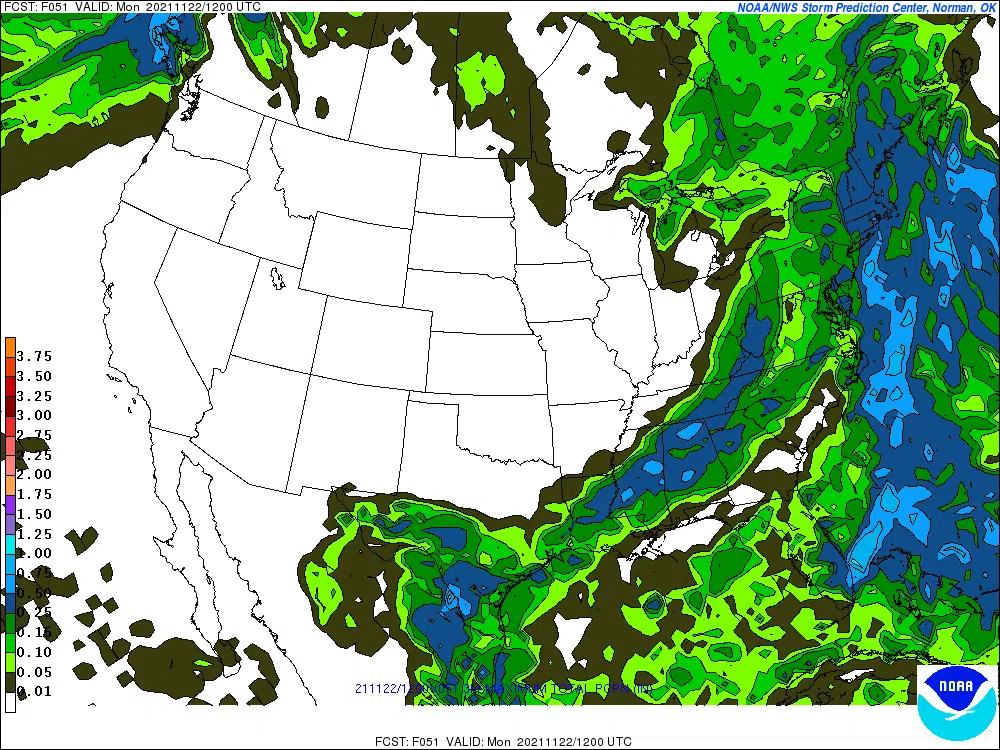 Thanksgiving Week 2021 Weather a Rainy Start then Cool Temps